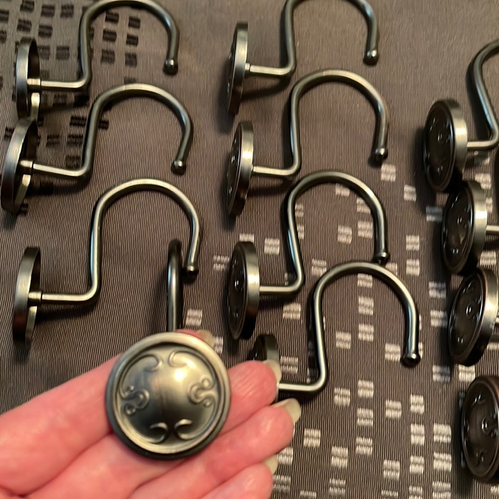 Light oil-rubbed bronze style shower curtain hooks (12) NWOT